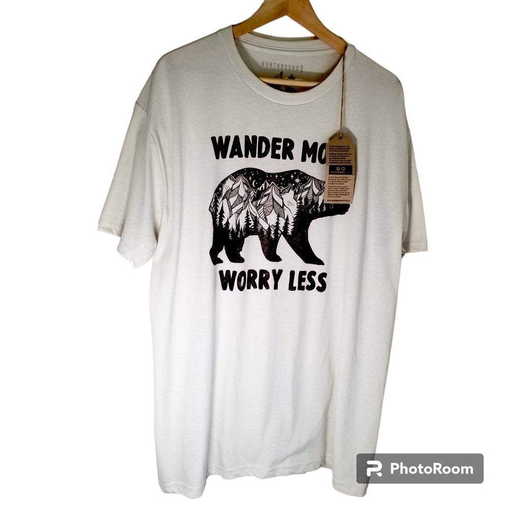Wander More Worry Less Graphic Tee - Beige